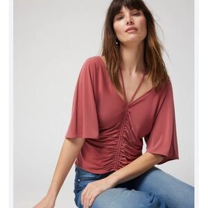 White House Black Market Matte Jersey Ruched Front Top Size M, Sienna NWT Fornak